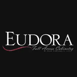 A black and white logo of eudora.